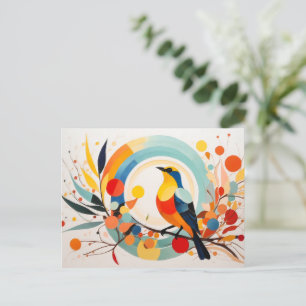 Carte Postale Oiseau Abstrait Se Trouvant Sur Une Branche