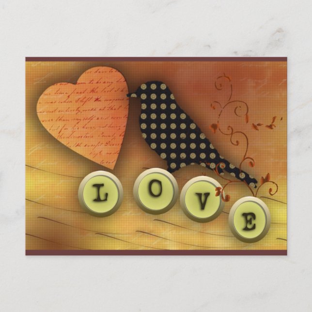 Carte Postale Oiseau amoureux (Devant)