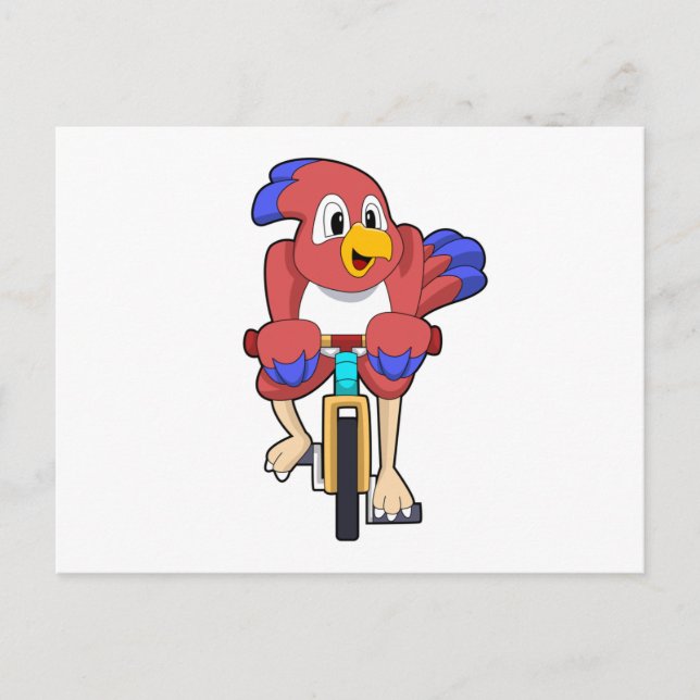 Carte Postale Oiseau avec bicyclette (Devant)