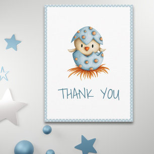 Carte Postale Oiseau Bébé Bleu Fantaisiste Éclosion Remerciement