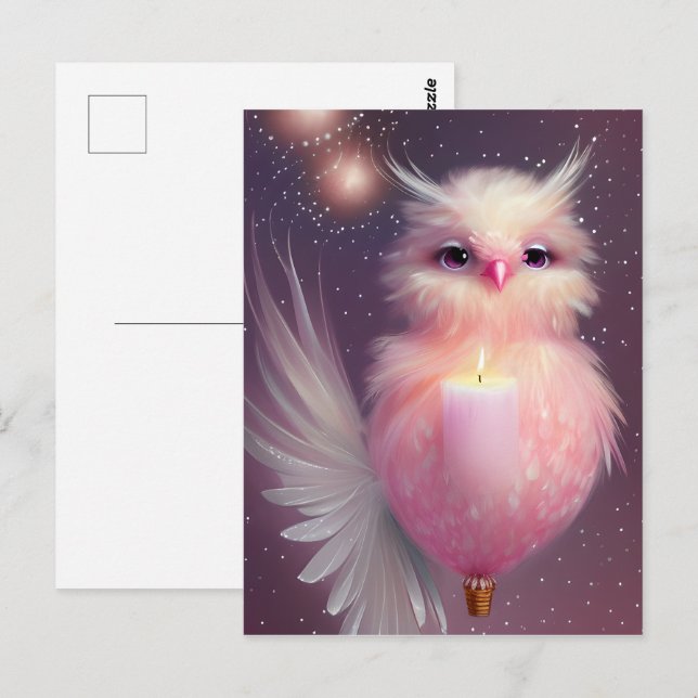 Carte Postale Oiseau Bébé Rose Douillet (Devant / Derrière)