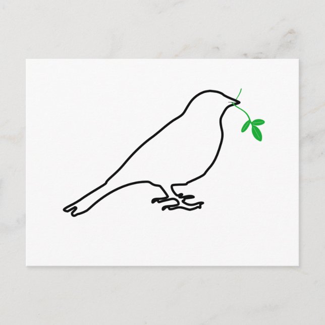 Carte postale Oiseau blanc et Twig (Devant)