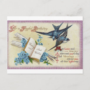 Carte Postale Oiseau Bleu Anniversaire