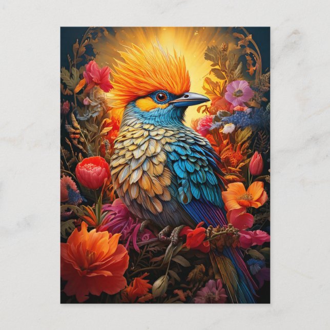 Carte Postale Oiseau Bleu de Nature Fantaisiste No 2 (Devant)