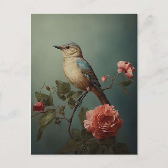 Carte Postale Oiseau bleu du matin  (Devant)