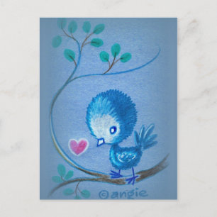 Carte Postale Oiseau bleu mignon