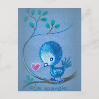 Carte Postale Oiseau bleu mignon