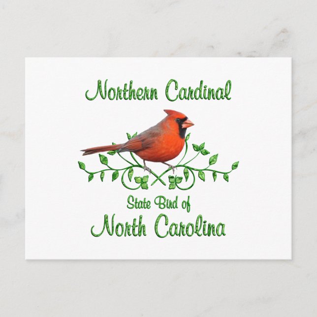 Carte Postale Oiseau Cardinal de Caroline du Nord (Devant)