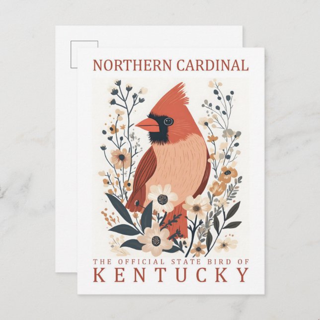 Carte Postale Oiseau cardinal du nord du Kentucky USA Travel (Devant / Derrière)