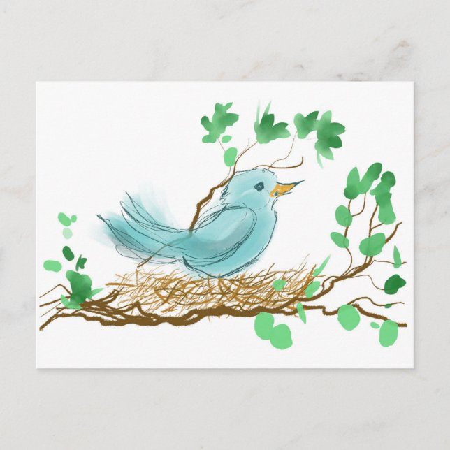 Carte Postale Oiseau dans le nid (Devant)