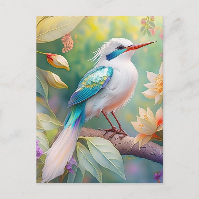 Carte Postale Oiseau de fantaisie à aile de sarcelle iridescente (Devant)