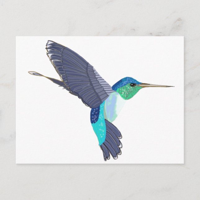 Carte Postale Oiseau de Humming bleu et vert (Devant)