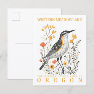 Carte Postale Oiseau de l'ouest de Meadowlark en Oregon Voyage