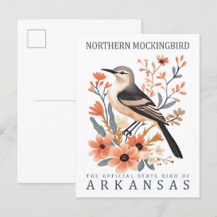 Carte Postale Oiseau de Mockingbird de l'Arkansas USA Travel