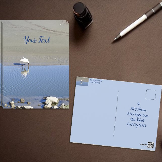 Carte Postale Oiseau de spatule royal personnalisé (perfect for Holiday contact, or over the seas correspondence)
