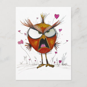 Carte Postale Oiseau en colère drôle