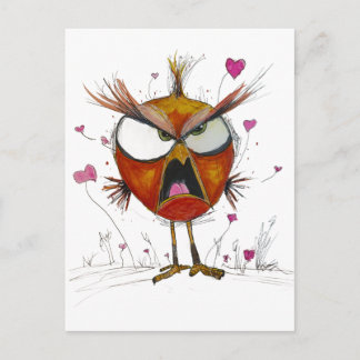 Carte Postale Oiseau en colère drôle