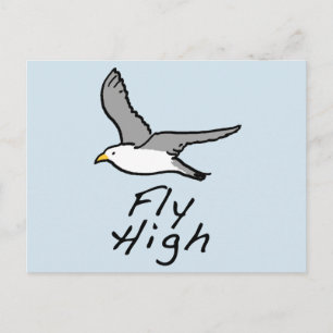Carte Postale Oiseau en vol. Illustration d'une mouette en vol.