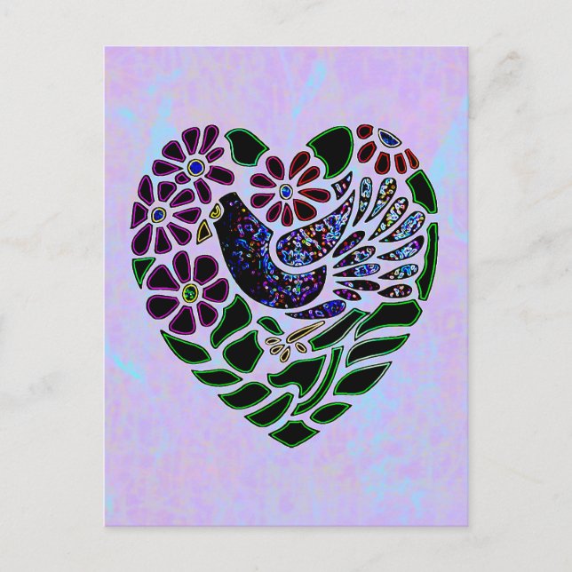 Carte Postale Oiseau gothique au coeur (Devant)
