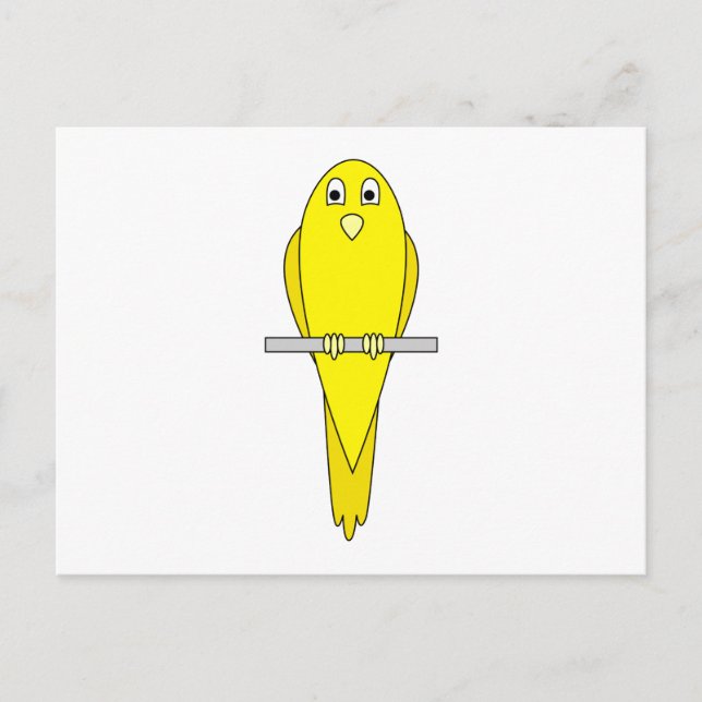 Carte Postale Oiseau jaune. Canaire. En blanc. (Devant)