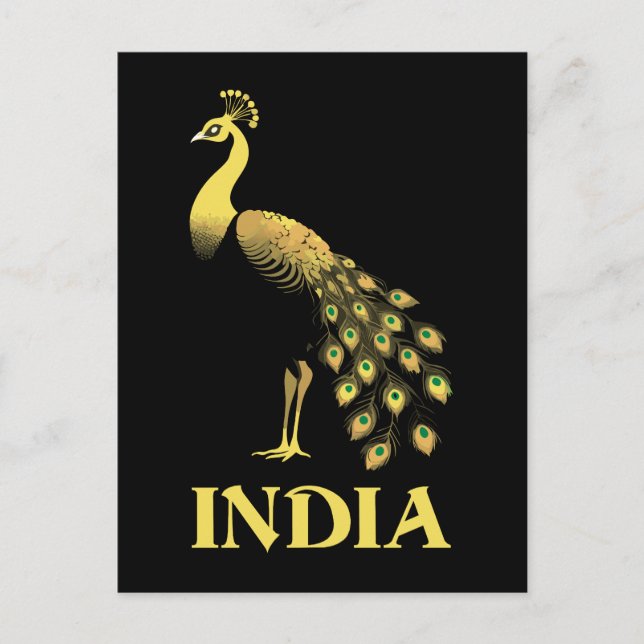 Carte Postale Oiseau national de Peacock Inde (Devant)