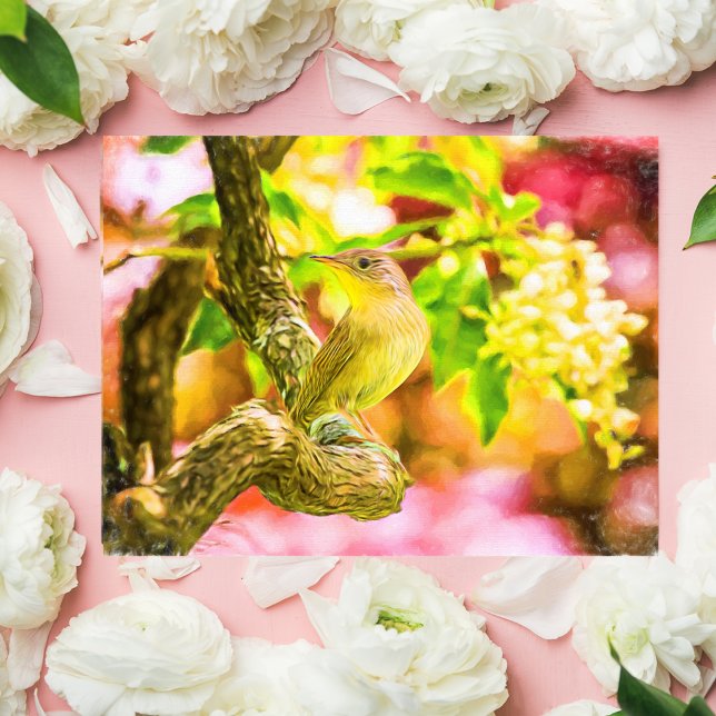 Carte postale Oiseau Peint Maison Wren (Créateur téléchargé)