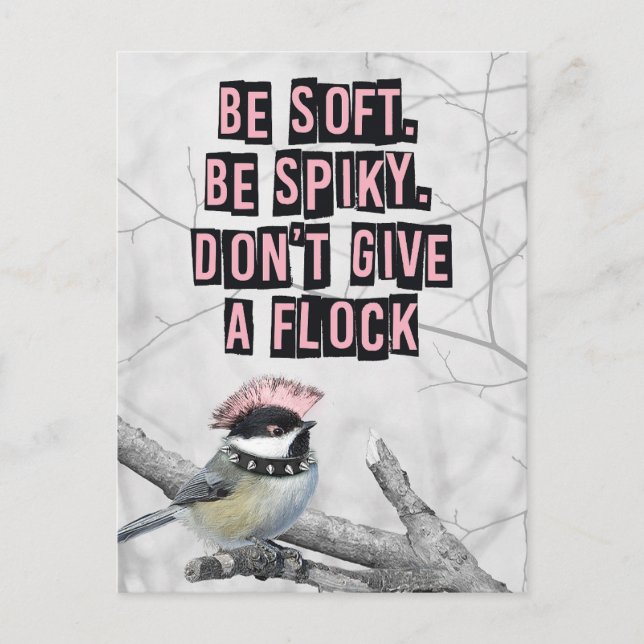 Carte Postale Oiseau Punk Alternatif Anti Conformité (Devant)