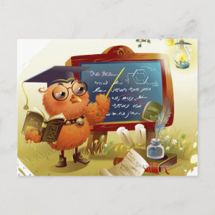 Carte Postale Oiseau tenant un livre et l'enseignant à un