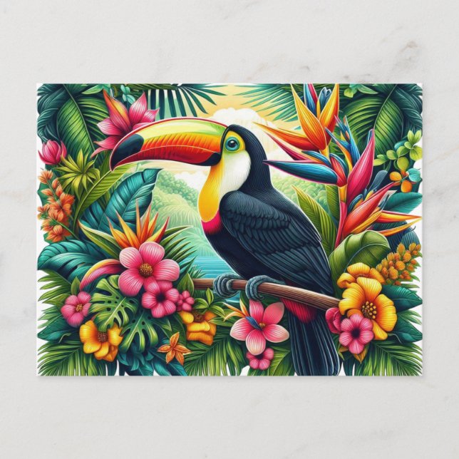 Carte Postale Oiseau tropical/Jungle Toucan (Devant)