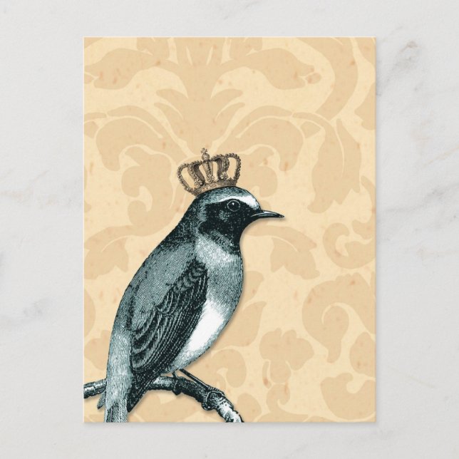 Carte Postale Oiseau vintage en Couronne (Devant)