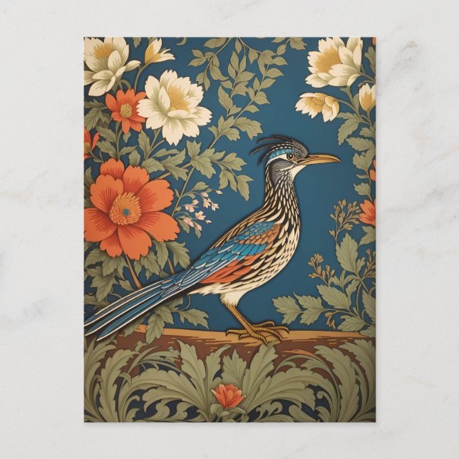 Carte Postale Oiseau William Morris inspiré par l'élégant coureu (Devant)
