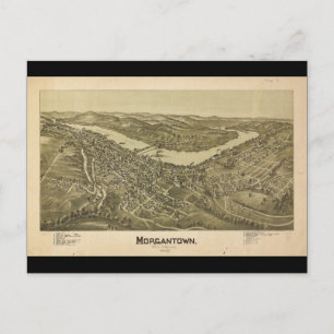 Carte Postale Oiseau's Eye View Morgantown West Virginia (1897)