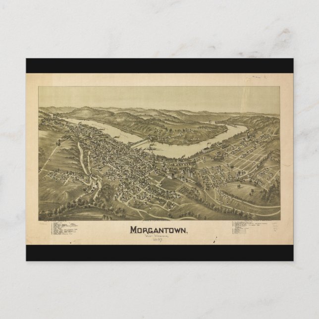 Carte Postale Oiseau's Eye View Morgantown West Virginia (1897) (Devant)