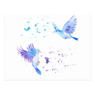 Invitations Faire Part Cartes Oiseau Bleu D Aquarelle