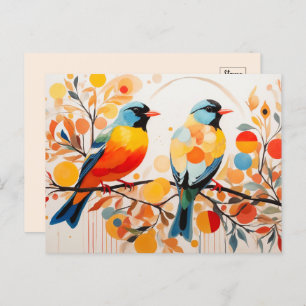 Carte Postale Oiseaux Abstraits Sur Une Branche
