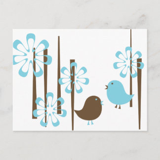 Carte Postale Oiseaux amicaux en bleu