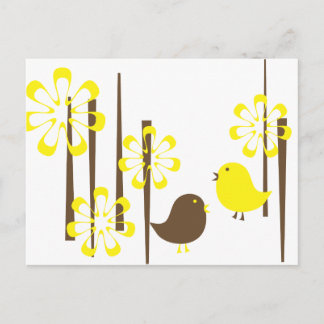Carte Postale Oiseaux amicaux en Jaune