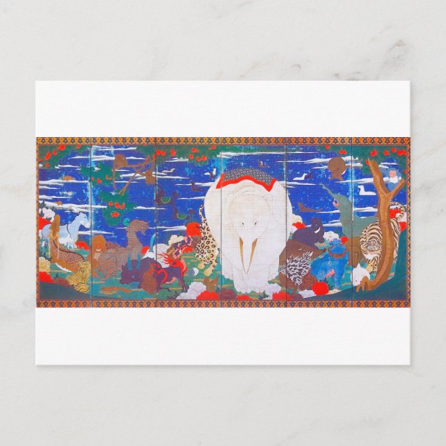 Carte Postale Oiseaux, Animaux, et Plantes à Fleurs (Droite) Jak (Devant)