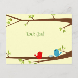 Carte postale Oiseaux avec Merci de Baby shower de