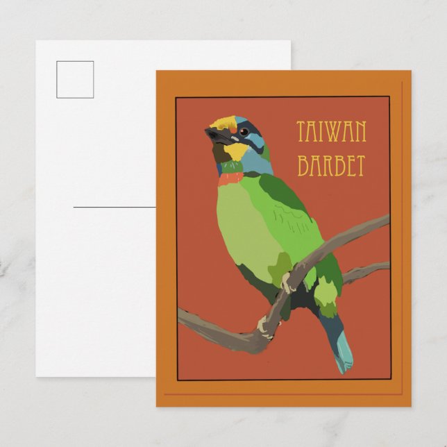 Carte Postale Oiseaux -- Barbu de Taïwan (Devant / Derrière)