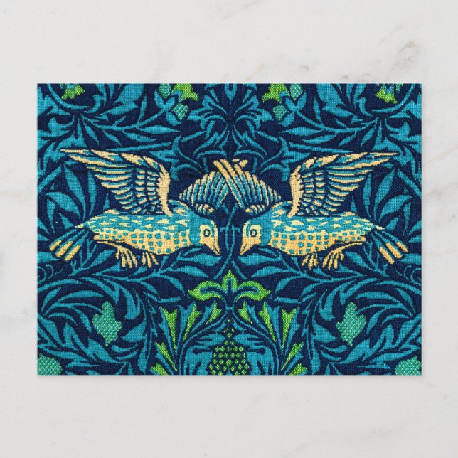 Carte Postale Oiseaux bleus par William Morris (Devant)
