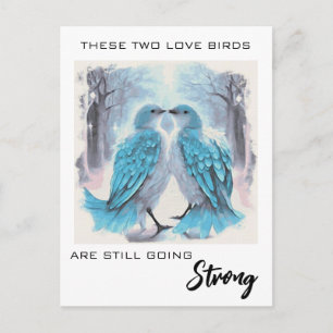 Carte Postale *~* Oiseaux d'amour d'anniversaire d'hiver AP54 Ar