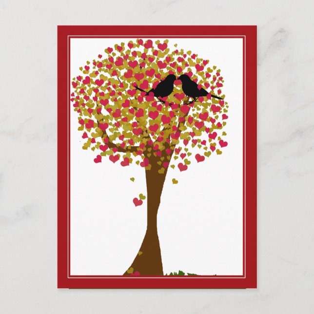 Carte Postale Oiseaux d'amour d'automne (Devant)