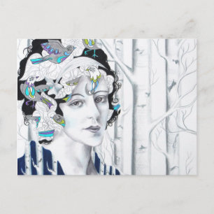 Carte postale Oiseaux de Birch Sibéries vintages