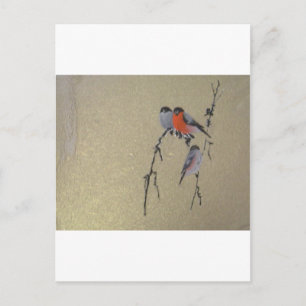 Carte Postale Oiseaux d'hiver Or