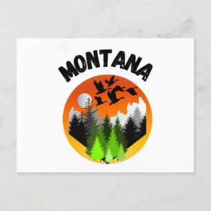 Carte Postale Oiseaux du Montana, montagnes et arbres. Outdoorsm