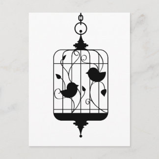 Carte Postale Oiseaux en cage