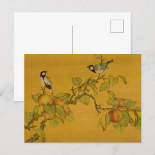 Carte Postale Oiseaux Et Fruits Chinois Orientaux