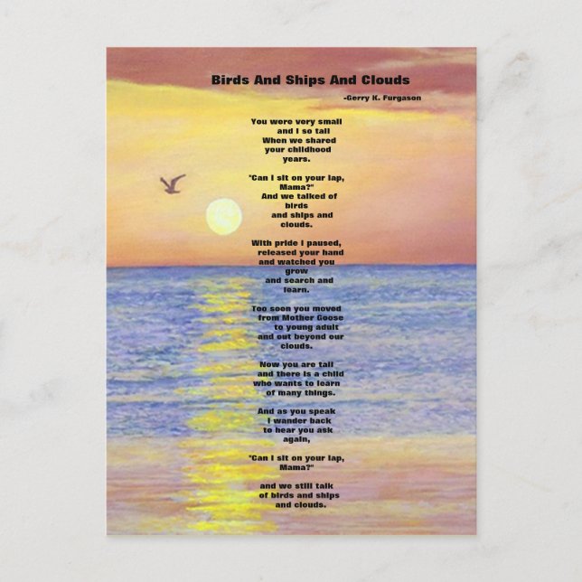 CARTE POSTALE OISEAUX ET NAVIRES ET NUAGES (Devant)