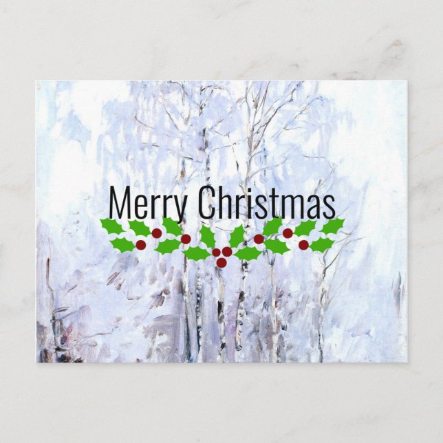 Carte Postale Oiseaux gelés, voeux de Noël (Devant)